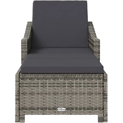 vidaXL Gartenliege Verstellbar Grau Resin Rattan 181.5/201x68cm vidaXL Gartenliege Verstellbar Grau Resin Rattan 181.5/201x68cm