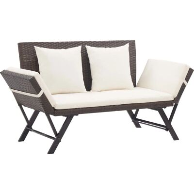 vidaXL Gartengarnitur mit Kissen - 176 cm - Poly Rattan - Braun - Gartenbank vidaXL Gartengarnitur mit Kissen - 176 cm - Poly Rattan - Braun - Gartenbank