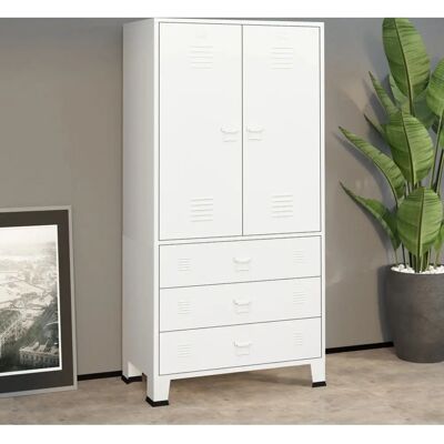vidaXL Industrieller Kleiderschrank Weiß - 90x50x180 cm - Kleiderschrank vidaXL Industrieller Kleiderschrank Weiß - 90x50x180 cm - Kleiderschrank