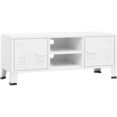 vidaXL Armario de TV Industrial Blanco Metal Mueble de Medios Hifi Unidad - Mueble TV vidaXL Armario de TV Industrial Blanco Metal Mueble de Medios Hifi Unidad - Mueble TV
