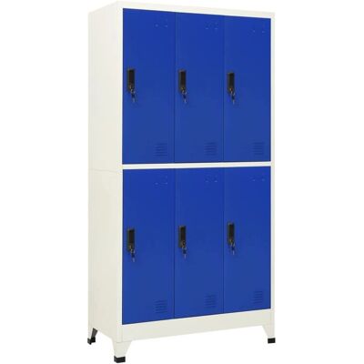 vidaXL Locker Kast Grijs en Blauw 90x45x180cm Staal Kantoor vidaXL Locker Kast Grijs en Blauw 90x45x180cm Staal Kantoor