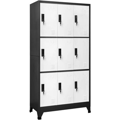 Armoire à casiers en acier gris anthracite et blanc - vidaXL - Publicité Armoire à casiers en acier gris anthracite et blanc - vidaXL - Publicité