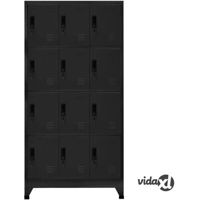 vidaXL Taquilla Negra de Acero - Armario con puertas con cerradura vidaXL Taquilla Negra de Acero - Armario con puertas con cerradura