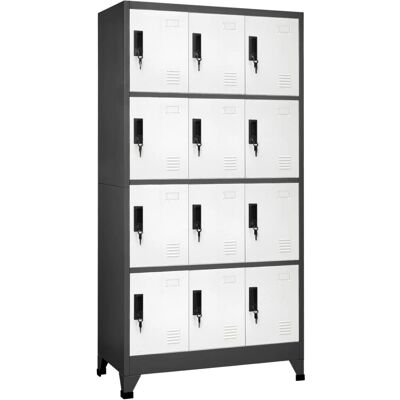 vidaXL Lockerkast in staal antraciet en wit 90x45x180cm vidaXL Lockerkast in staal antraciet en wit 90x45x180cm