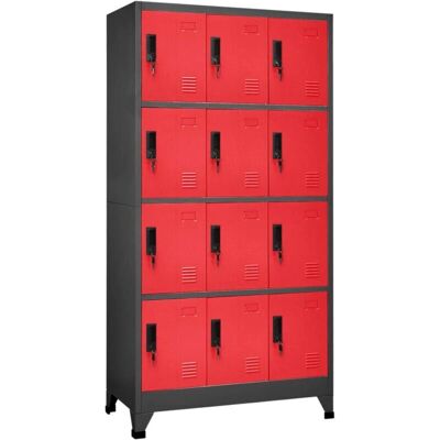 vidaXL Schließfachschrank Anthrazit und Rot Stahl Büroaufbewahrung - Schrank vidaXL Schließfachschrank Anthrazit und Rot Stahl Büroaufbewahrung - Schrank