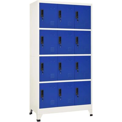 vidaXL Stahl-Schließfach Grau Blau Büroaufbewahrung - Schrank vidaXL Stahl-Schließfach Grau Blau Büroaufbewahrung - Schrank