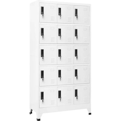 Armoire à casiers blanche en acier vidaXL pour bureau stockage intérieur - Casier durable et moderne - Publicité Armoire à casiers blanche en acier vidaXL pour bureau stockage intérieur - Casier durable et moderne - Publicité