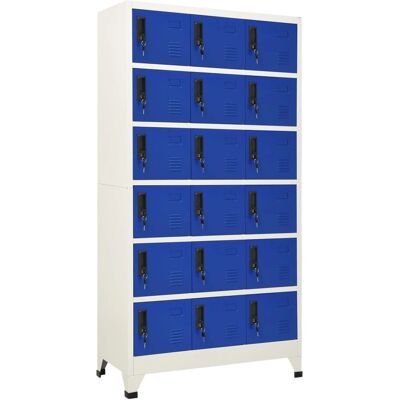 Armoire à casiers gris et bleu en acier - Armoire de rangement - Publicité Armoire à casiers gris et bleu en acier - Armoire de rangement - Publicité