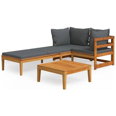 VidaXL Gartenmöbel-Set - Akazienholz, Dunkelgraue Kissen VidaXL Gartenmöbel-Set - Akazienholz, Dunkelgraue Kissen