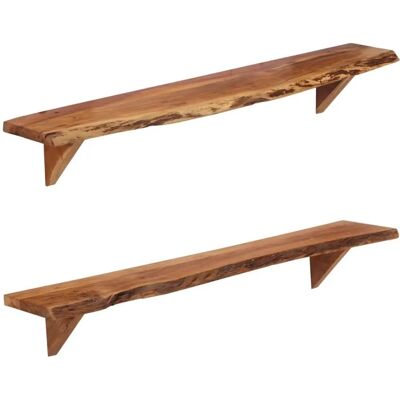 vidaXL 2x Estantes de Pared de Madera Maciza de Acacia - Encanto Rústico vidaXL 2x Estantes de Pared de Madera Maciza de Acacia - Encanto Rústico