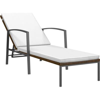 vidaXL - 317634 - Brązowy - Polirattan - Leżak plażowy vidaXL - 317634 - Brązowy - Polirattan - Leżak plażowy