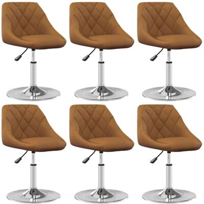 vidaXL Bruine fluwelen draaistoelen set van 6 vidaXL Bruine fluwelen draaistoelen set van 6