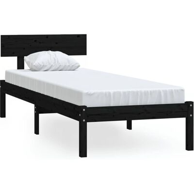 vidaXL 810116 Bettgestell - Massiv Kiefer - Schwarz - Einzelbett vidaXL 810116 Bettgestell - Massiv Kiefer - Schwarz - Einzelbett