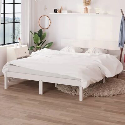 vidaXL Wit dennenhouten bedframe - 120x190 cm - Bedtype vidaXL Wit dennenhouten bedframe - 120x190 cm - Bedtype