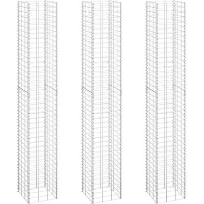 vidaXL Silber Gabionen Hochbeete 3 Stück 30x30x200 cm - Gabion Hochbeete vidaXL Silber Gabionen Hochbeete 3 Stück 30x30x200 cm - Gabion Hochbeete