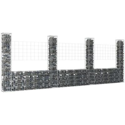 vidaXL U-förmiger Gabionenkorb mit 4 Pfosten - Gartenzaunwand vidaXL U-förmiger Gabionenkorb mit 4 Pfosten - Gartenzaunwand