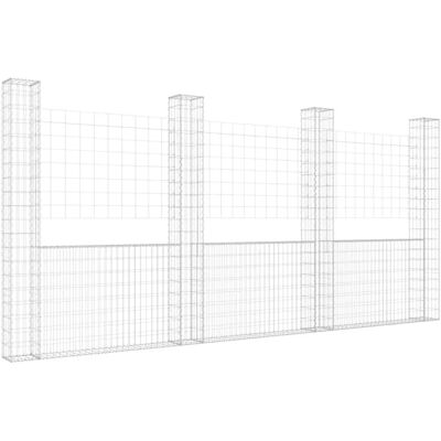 vidaXL U-förmiger Gabionenkorb mit 4 Pfosten - Wandzaun Panel Barrier vidaXL U-förmiger Gabionenkorb mit 4 Pfosten - Wandzaun Panel Barrier