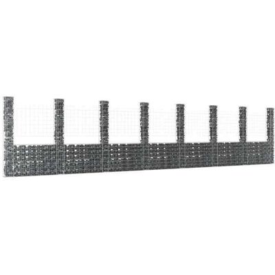 vidaXL U-förmiger Gabionenkorb mit 8 Pfosten - Gartenzäunepanel vidaXL U-förmiger Gabionenkorb mit 8 Pfosten - Gartenzäunepanel