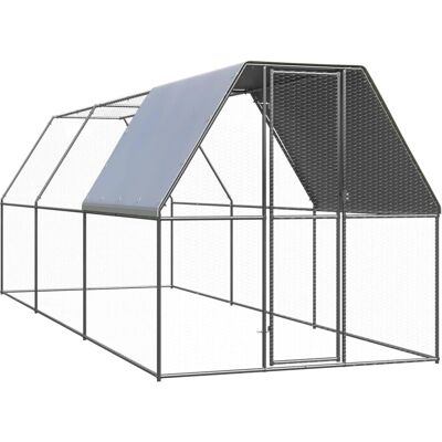 vidaXL Outdoor Chicken Cage Galvanised Steel Patio Chicken Hen House Coop Run - Chicken Cage vidaXL Outdoor Chicken Cage Galvanised Steel Patio Chicken Hen House Coop Run - Chicken Cage