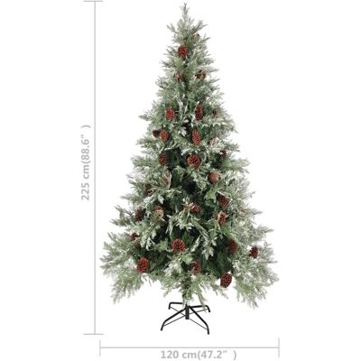 vidaXL 225cm Vorgeleuchteter Weihnachtsbaum mit Kiefernzapfen Weiß & Grün vidaXL 225cm Vorgeleuchteter Weihnachtsbaum mit Kiefernzapfen Weiß & Grün
