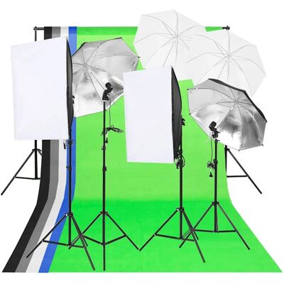 vidaXL Studie belysningssæt - Justerbart baggrund & softbox vidaXL Studie belysningssæt - Justerbart baggrund & softbox