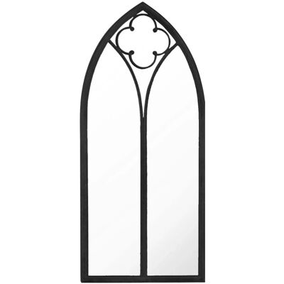 vidaXL Zwart ijzeren muurspiegel - 100x45 cm - Binnengebruik vidaXL Zwart ijzeren muurspiegel - 100x45 cm - Binnengebruik