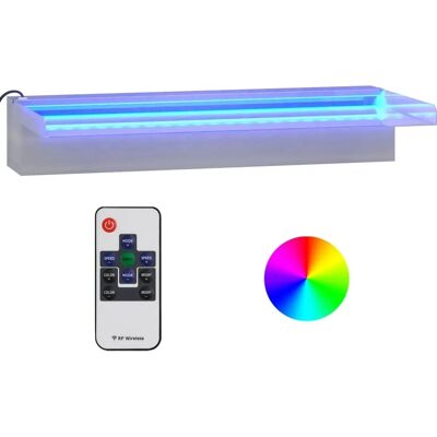 vidaXL Element wodospadu z RGB LED Stal nierdzewna 45cm - Element wodospadu vidaXL Element wodospadu z RGB LED Stal nierdzewna 45cm - Element wodospadu