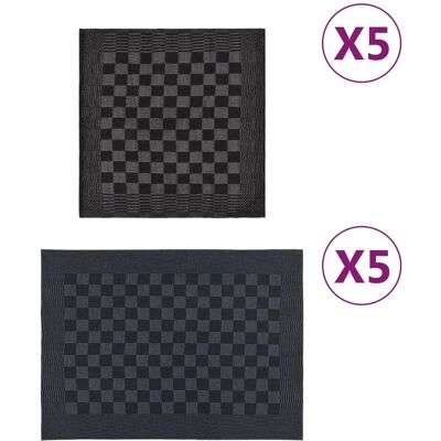 vidaXL Ensemble de 10 Serviettes Noir et Gris en Coton - Ensemble de Serviettes - Publicité vidaXL Ensemble de 10 Serviettes Noir et Gris en Coton - Ensemble de Serviettes - Publicité