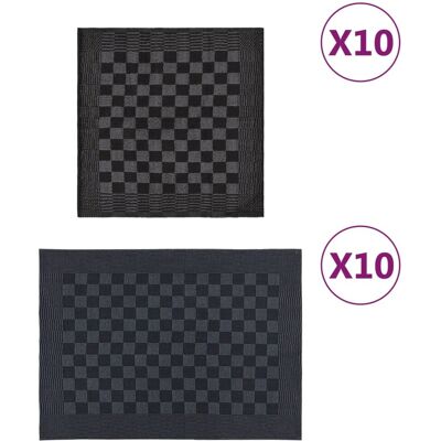 vidaXL Ensemble de 20 Serviettes Noir et Gris Coton - Ensemble de Serviettes - Publicité vidaXL Ensemble de 20 Serviettes Noir et Gris Coton - Ensemble de Serviettes - Publicité