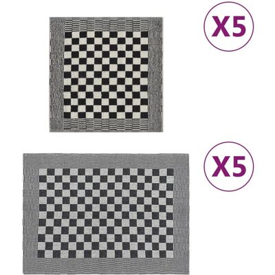 vidaXL Ensemble de 10 Serviettes Noir et Blanc Coton - Ensemble de Serviettes vidaXL Ensemble de 10 Serviettes Noir et Blanc Coton - Ensemble de Serviettes