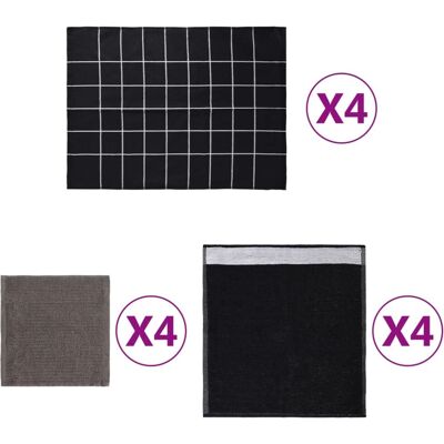 vidaXL 12 Stück Handtuch-Set Schwarz - Handtuchset vidaXL 12 Stück Handtuch-Set Schwarz - Handtuchset