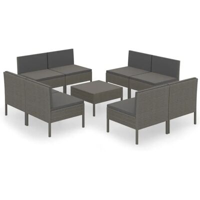 VidaXL Gartenset - Grau - Wetterfestes Polyrattan - Stabil VidaXL Gartenset - Grau - Wetterfestes Polyrattan - Stabil