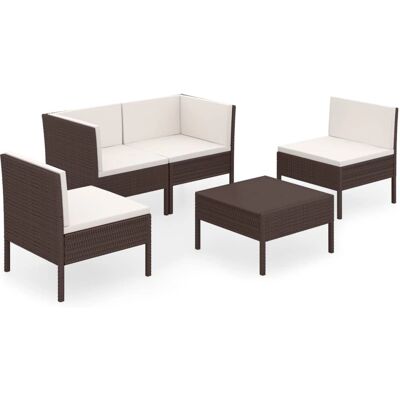 VidaXL Gartenmöbel-Set - Wetterfester Rattan - Stabiler Stahlrahmen - Bequeme Kissen - Modernes Design - Gartendekor VidaXL Gartenmöbel-Set - Wetterfester Rattan - Stabiler Stahlrahmen - Bequeme Kissen - Modernes Design - Gartendekor