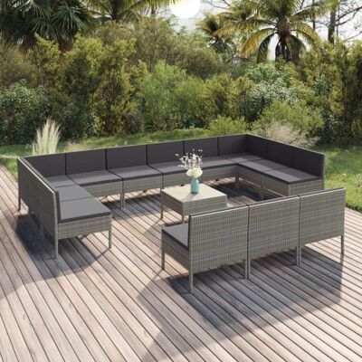 MAISONCHIC 14-częściowy zestaw mebli ogrodowych z poduszkami - Meble na zewnątrz MAISONCHIC 14-częściowy zestaw mebli ogrodowych z poduszkami - Meble na zewnątrz
