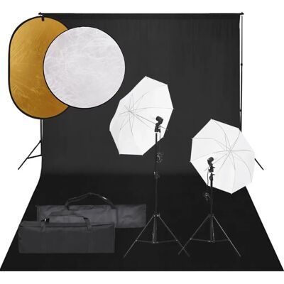 vidaXL Fotostudio Set met Verlichtingsset, Achtergrond en Reflector vidaXL Fotostudio Set met Verlichtingsset, Achtergrond en Reflector