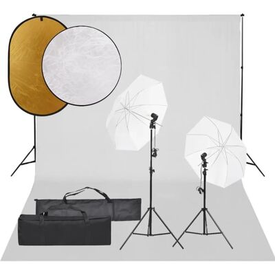 vidaXL Fotostudio-set met Verlichtingsset, Achtergrond en Reflector - Fotostudio Kit vidaXL Fotostudio-set met Verlichtingsset, Achtergrond en Reflector - Fotostudio Kit