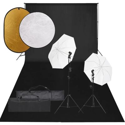 vidaXL Fotostudie Sæt med Lys, Baggrund og Reflektor vidaXL Fotostudie Sæt med Lys, Baggrund og Reflektor