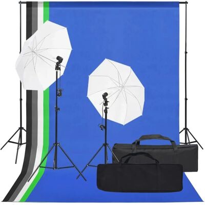 vidaXL Fotostudio Kit - Verlichting, Achtergrond, Statieven vidaXL Fotostudio Kit - Verlichting, Achtergrond, Statieven