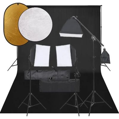 vidaXL Fotostudio Set - Verstellbare Lichter, Hintergrund, Reflektor vidaXL Fotostudio Set - Verstellbare Lichter, Hintergrund, Reflektor