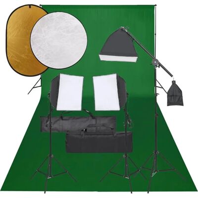 vidaXL Fotostudio-Set - Softbox, Grüner Hintergrund, Reflektor vidaXL Fotostudio-Set - Softbox, Grüner Hintergrund, Reflektor