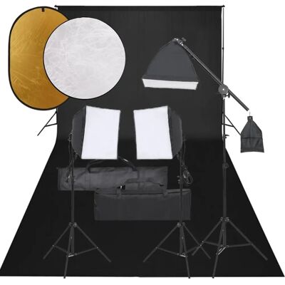 vidaXL Fotostudie Sæt - Softbox, Baggrund, Reflektorer vidaXL Fotostudie Sæt - Softbox, Baggrund, Reflektorer