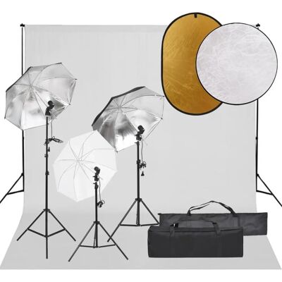 vidaXL Valokuvausstudio Setti LED-valoilla, taustalla ja reflektorilla vidaXL Valokuvausstudio Setti LED-valoilla, taustalla ja reflektorilla