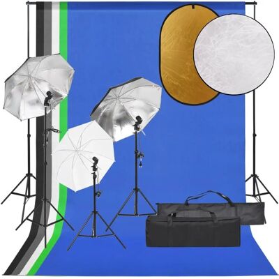 vidaXL Fotostudio Set - Flexibler Hintergrund, Beleuchtung & Reflektoren vidaXL Fotostudio Set - Flexibler Hintergrund, Beleuchtung & Reflektoren