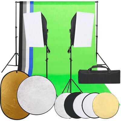 vidaXL Foto Studio Kit - Verlichting, Achtergrond & Reflectoren vidaXL Foto Studio Kit - Verlichting, Achtergrond & Reflectoren