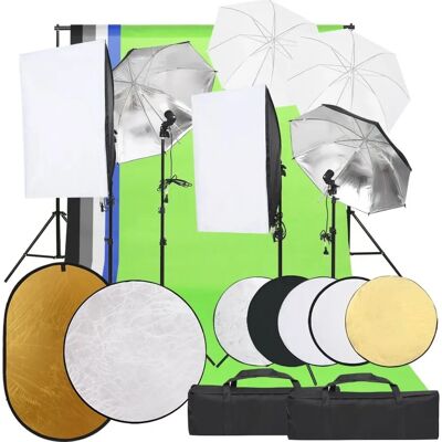 vidaXL Fotostudio Set - Verlichting, Achtergrond, Reflectoren vidaXL Fotostudio Set - Verlichting, Achtergrond, Reflectoren