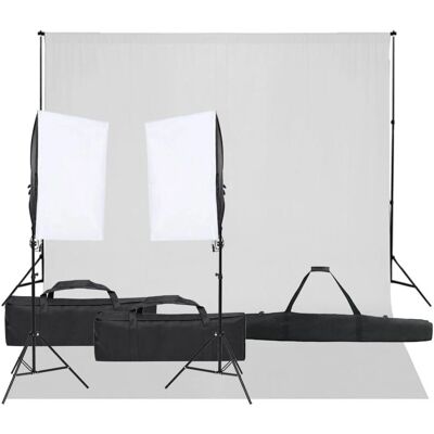 vidaXL Fotostudio Kit - Verlichting, Achtergrond, Accessoires vidaXL Fotostudio Kit - Verlichting, Achtergrond, Accessoires