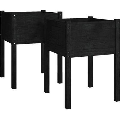 vidaXL 2x Massive Kiefernholz Gartenpflanzkübel - Schwarz 50x50x70 cm vidaXL 2x Massive Kiefernholz Gartenpflanzkübel - Schwarz 50x50x70 cm