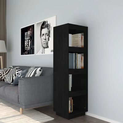 vidaXL Massivkiefernholz Bücherregal - Raumteiler - Schwarz vidaXL Massivkiefernholz Bücherregal - Raumteiler - Schwarz