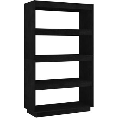 vidaXL Schwarzes Kiefernholz Bücherschrank - Raumteiler - 80x35x135 cm vidaXL Schwarzes Kiefernholz Bücherschrank - Raumteiler - 80x35x135 cm