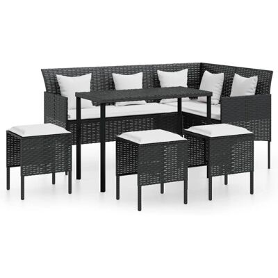 vidaXL Schwarze L-förmige Couch-Sofagarnitur 5-teilig vidaXL Schwarze L-förmige Couch-Sofagarnitur 5-teilig